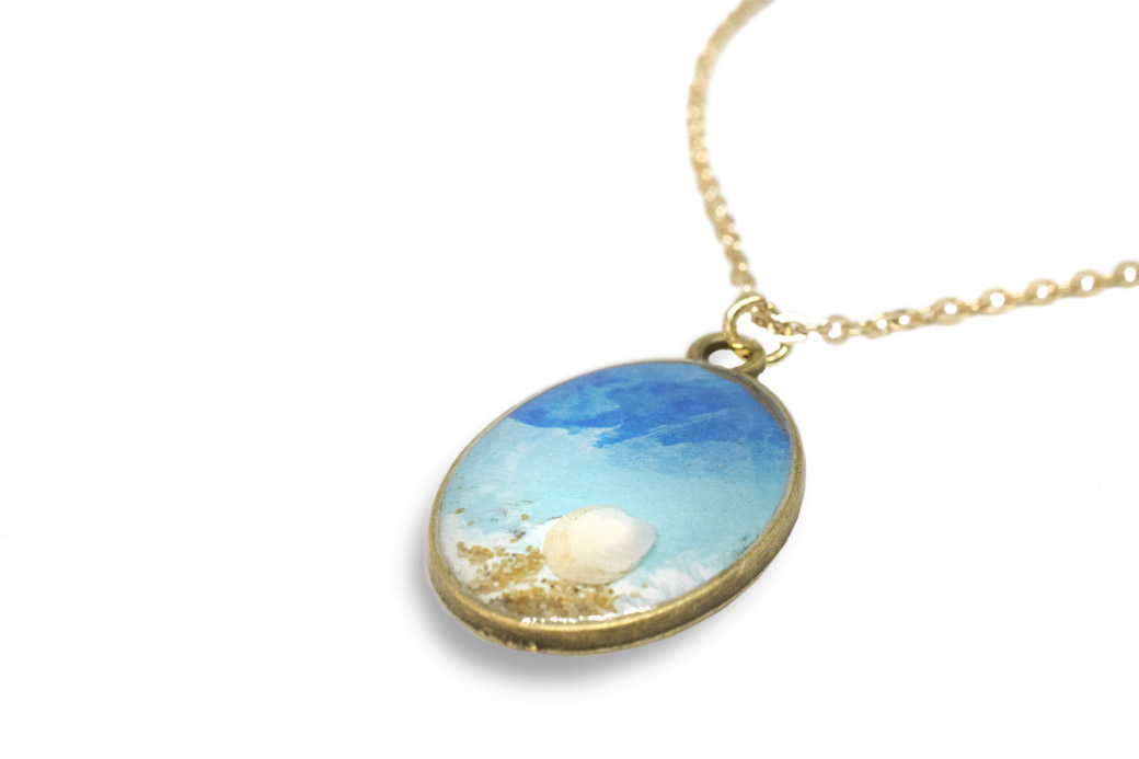 Collana Cabochon Beach collana siciliana artigianale celeste