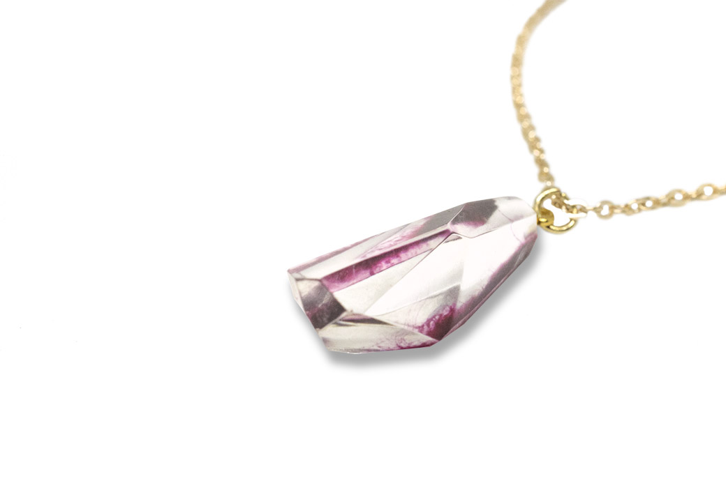 Collana gemma fucsia e Gold collana siciliana artigianale fucsia