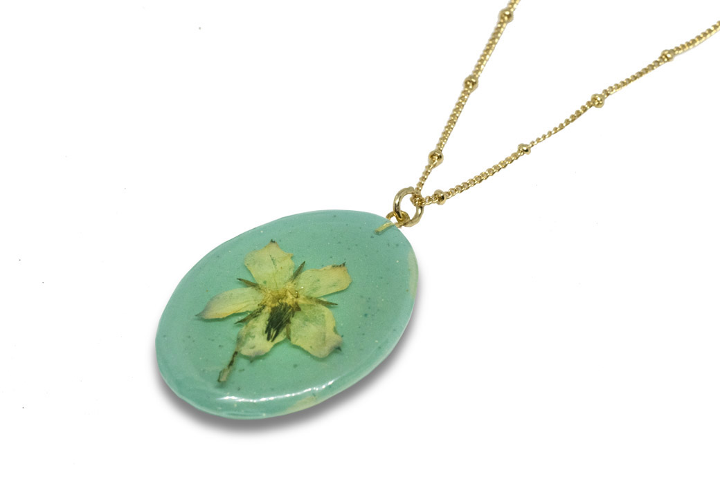 Collana Fiori Veri collana artigianale color verde petrolio