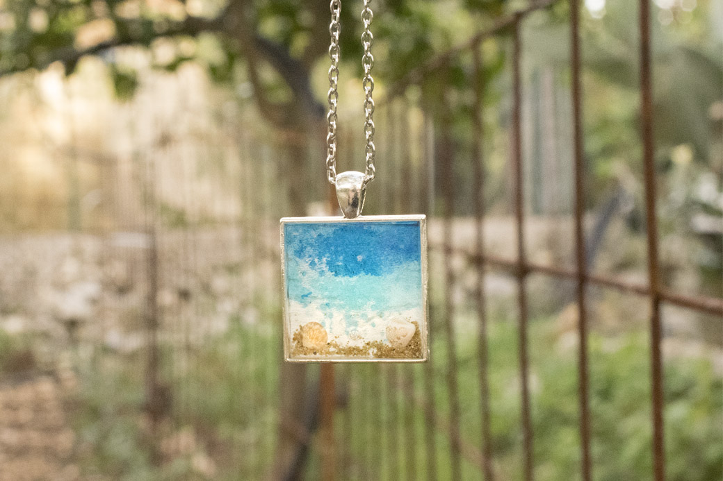 Collana Cabochon Beach collana resina artigianale mondo subacqueo