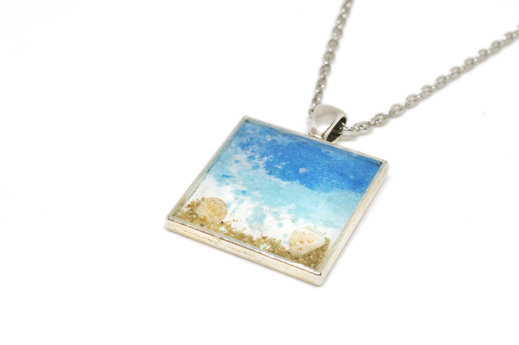 Collana Cabochon Beach collana resina ipoallergenica blu