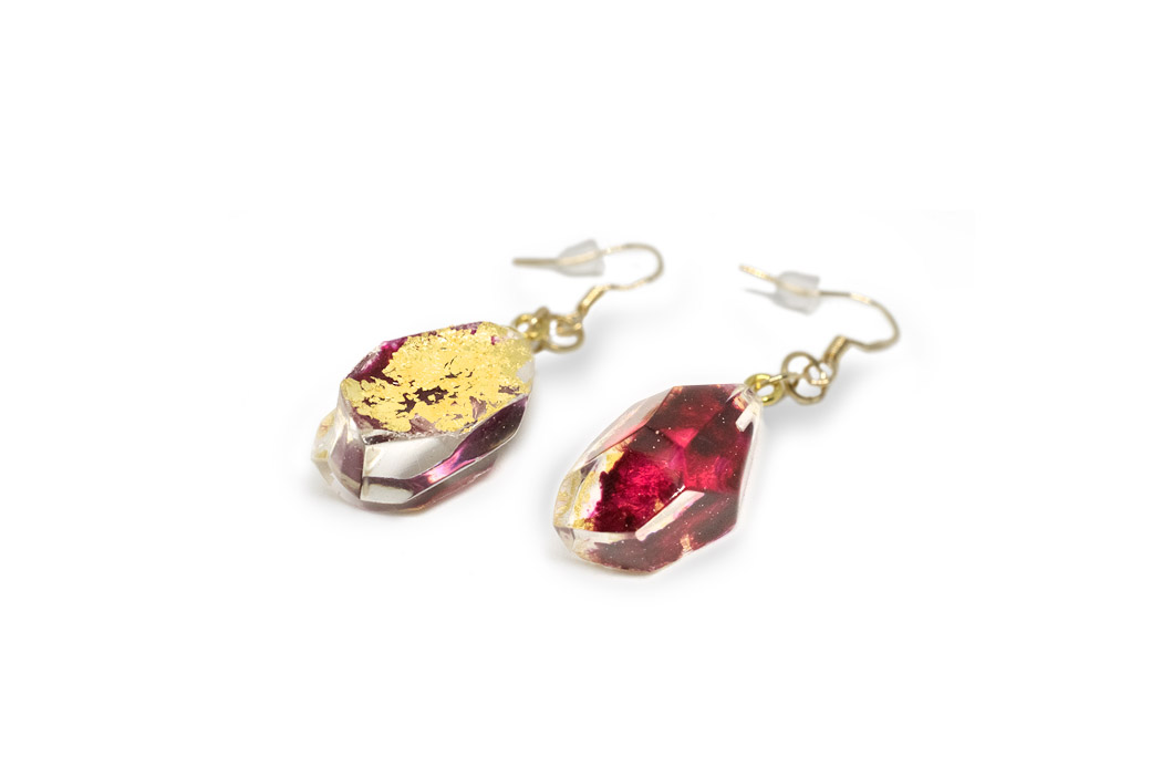 Orecchini Gemma Fucsia Gold orecchini artigianali siciliani fucsia e giallo
